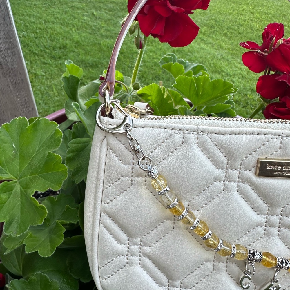 Handcrafted purse chain personalize initials Genuine gemstones bag not included - Picture 2 of 5